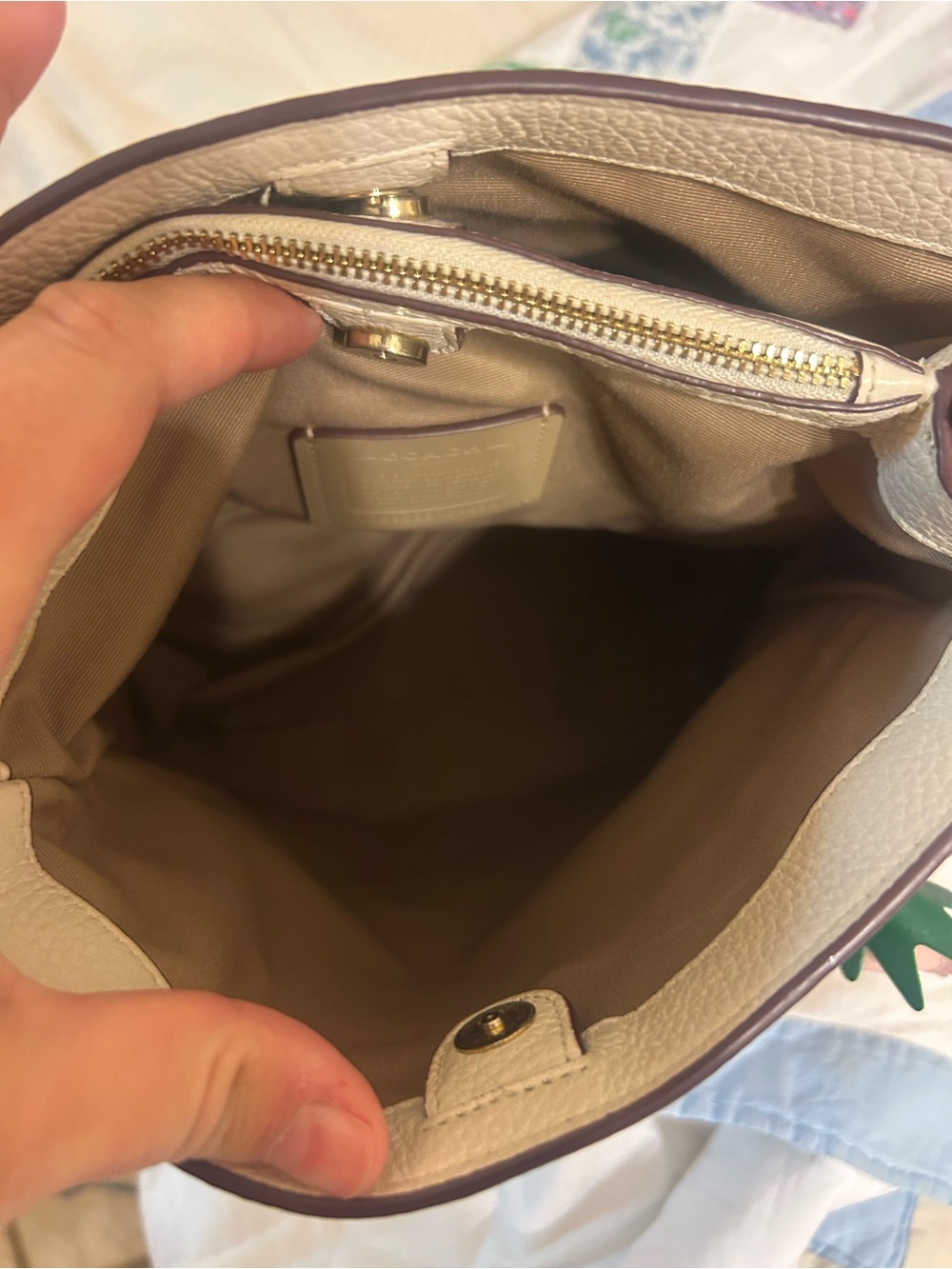 Coach Cammie Pebbled Leather Colorblock Chain Shoulder Bag Ivory Blush CA430 - Picture 11 of 14